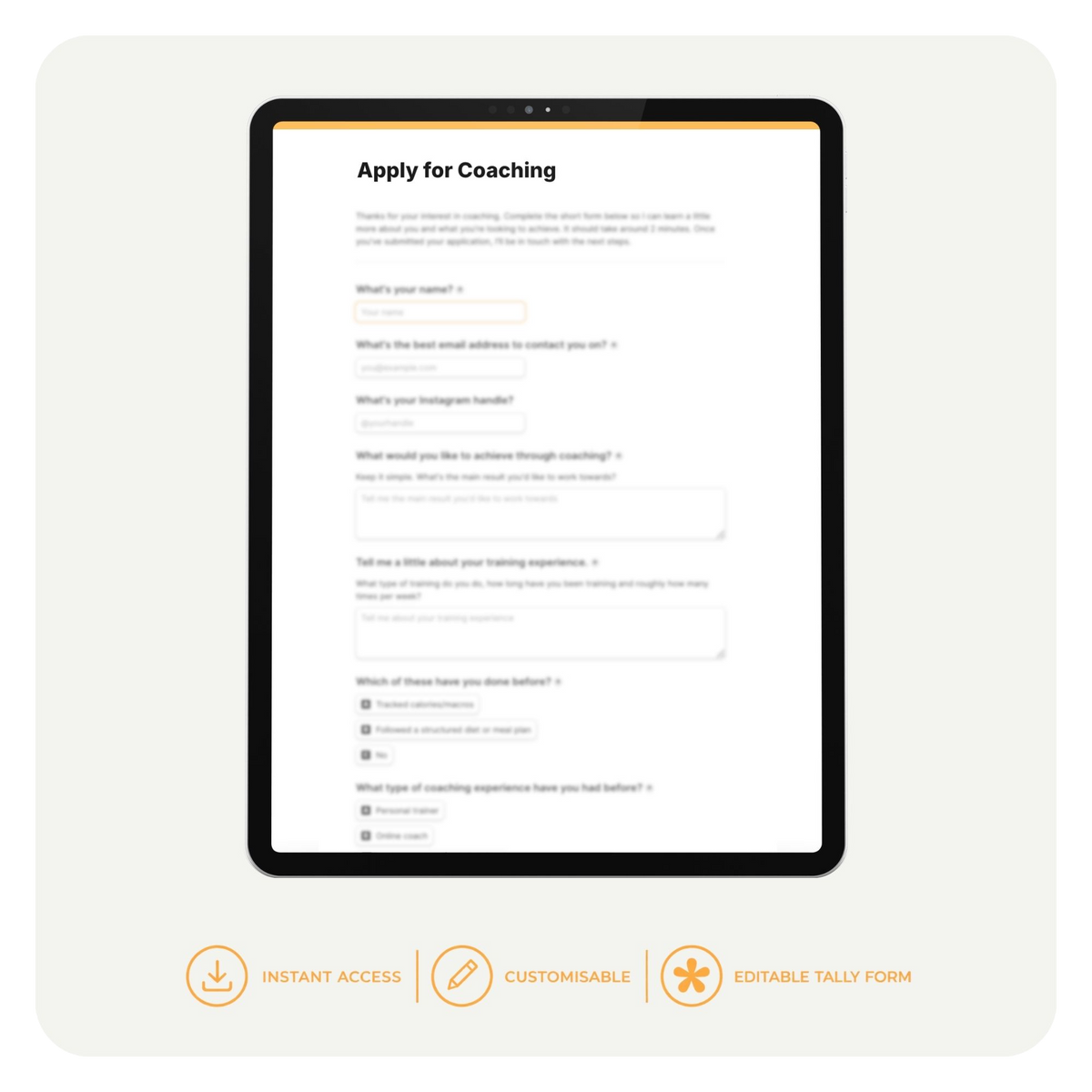 Coaching Application Form