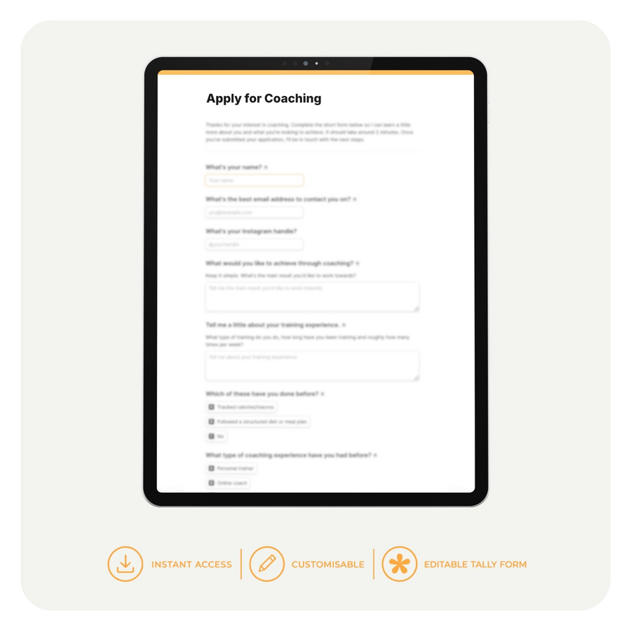 Coaching Application Form
