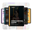 Branded PT onboarding guide template preview displayed on tablet – part of The PT Pack fitness business bundle for personal trainers